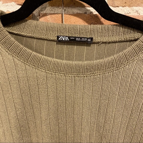 Zara Peplum Light Knit Sweater in Army Green - Picture 5 of 7